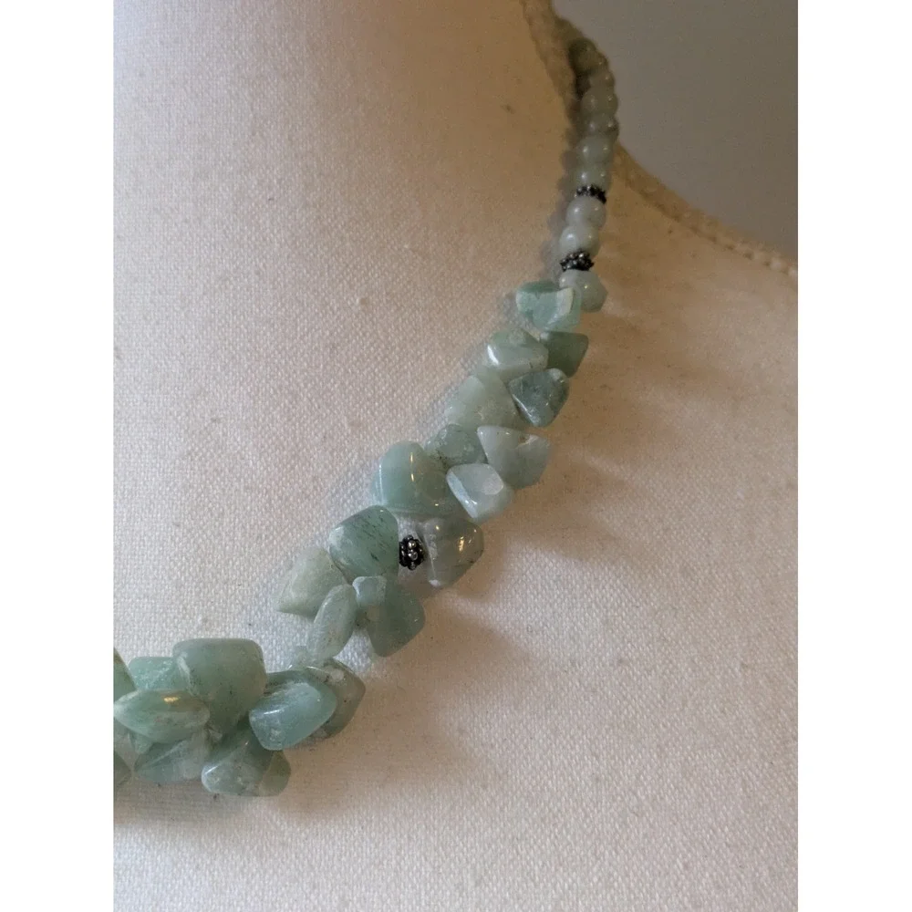 Adventurine Quartz Chip Necklace In Mint Green Semi Precious Gemstones 18